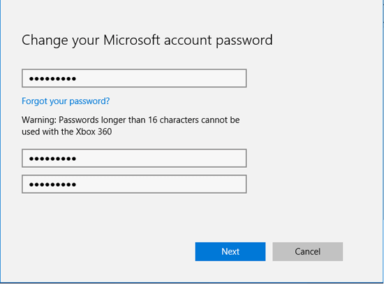 change your microsoft account password