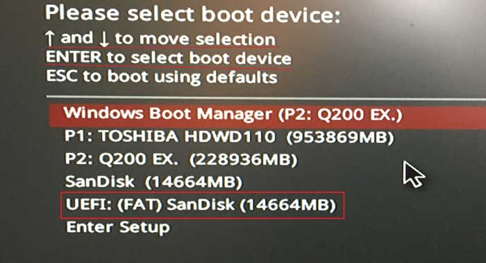 boot from usb drive