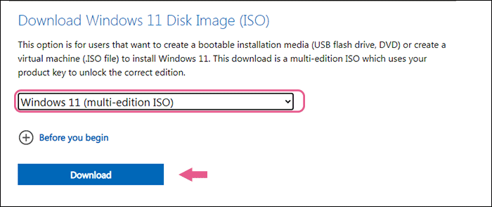 select windows 11 ISO to download