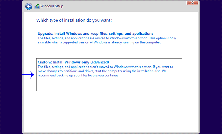 choose install Windows only
