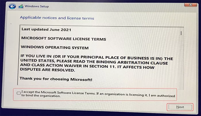 accept microsoft software license terms