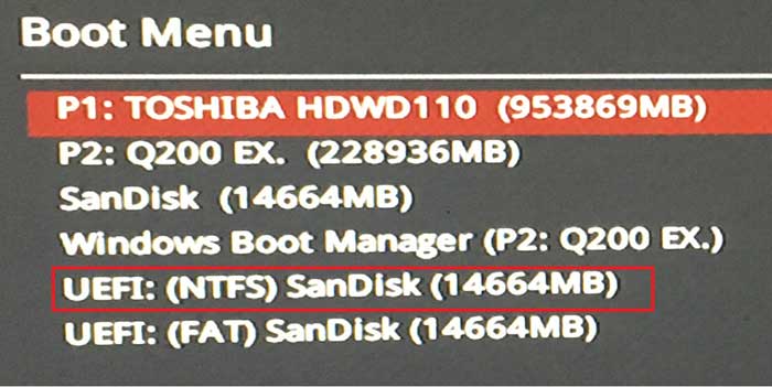 set pc to boot from usb drive