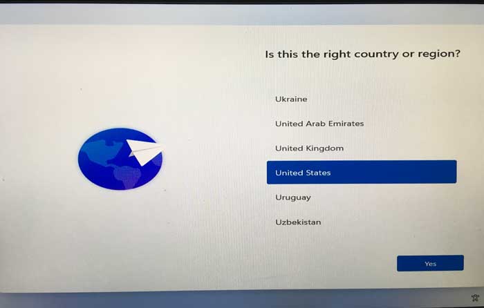 select your country or region
