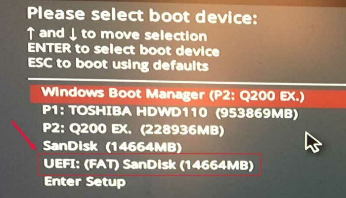 boot from usb drive