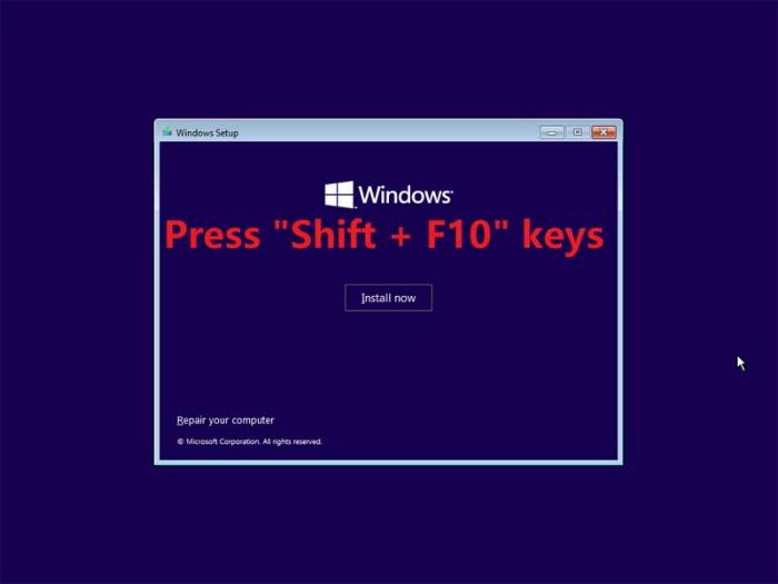 press Shift and F10 keys