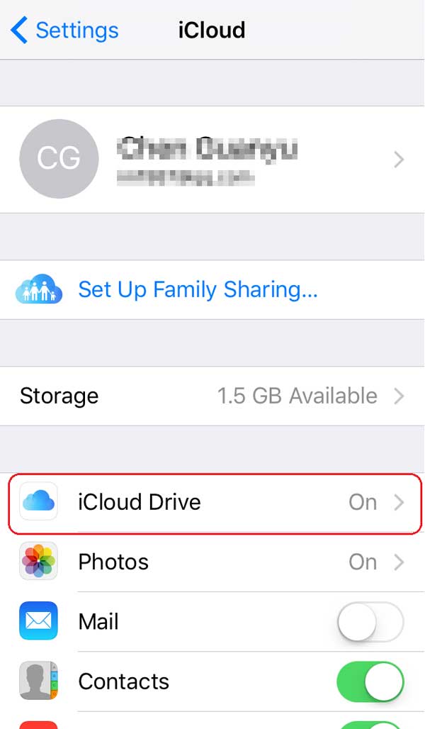 turn on icloud drive