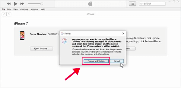 click Restore and Update