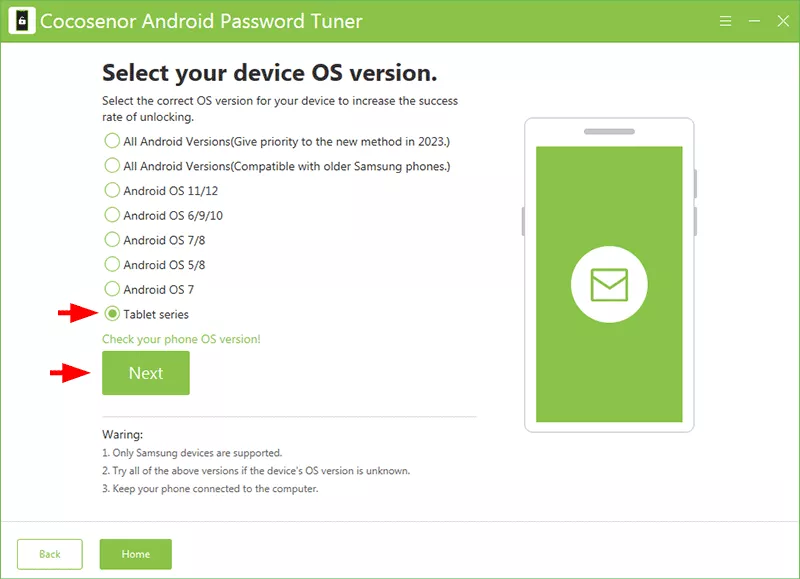 choose Tablet series option