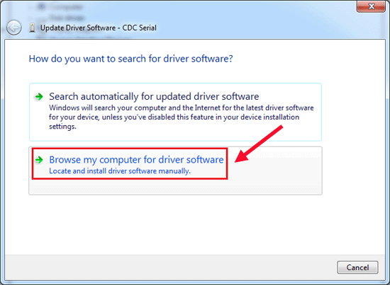 browse my computer for driver