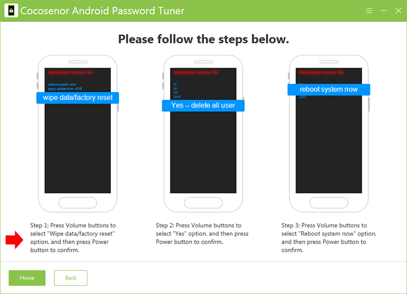 instructions to reset Samsung