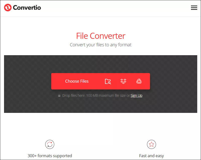 Use Convertio to convert formats