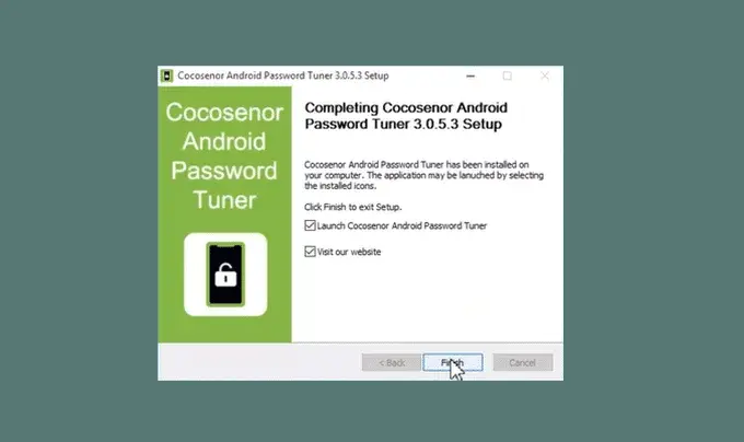 finish the installation of Android Password Tuner