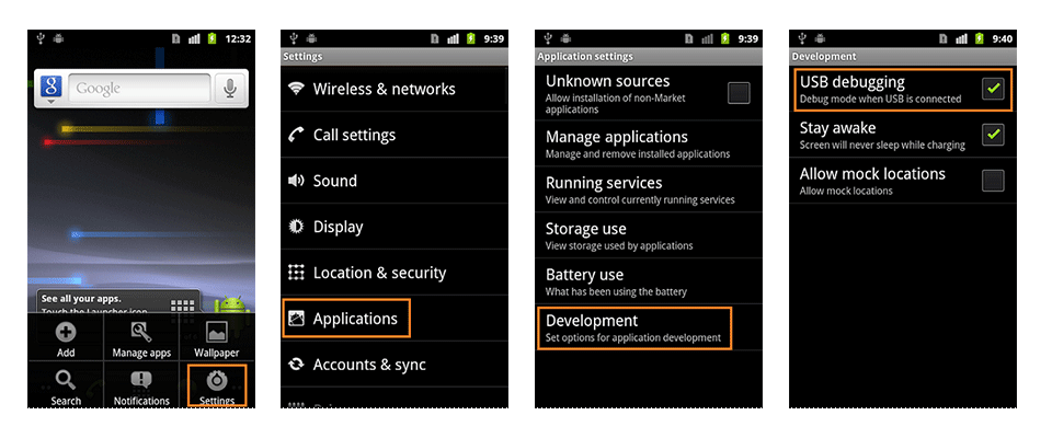 Android USB Debugging V2.3.x