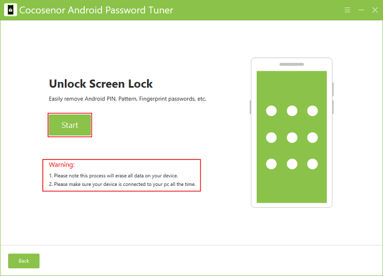 start to unlock screen lock