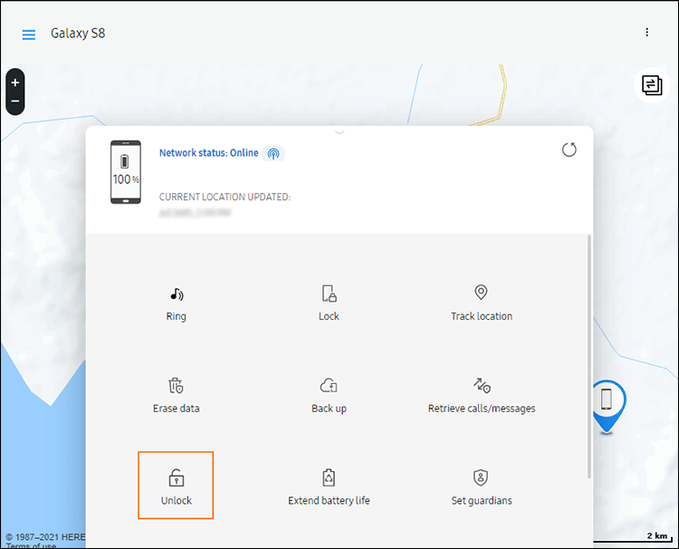 unlock through Find My Mobile
