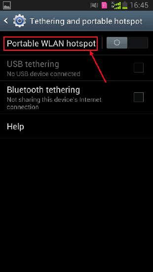 turn on portable wlan hotspot