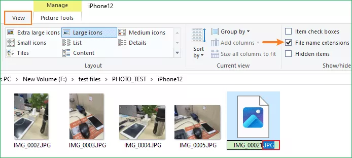 Change the file name extension