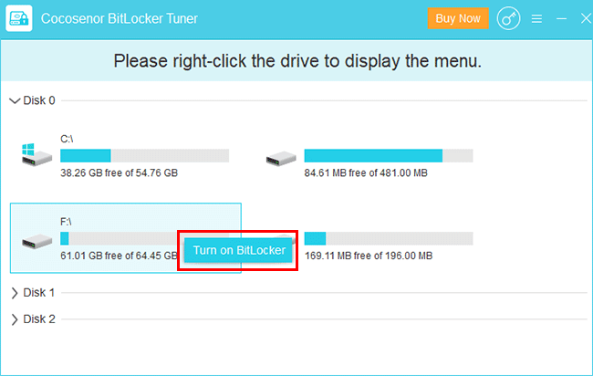 bitlocker tuner turn on BitLocker
