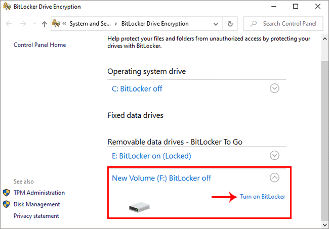 turn on BitLocker