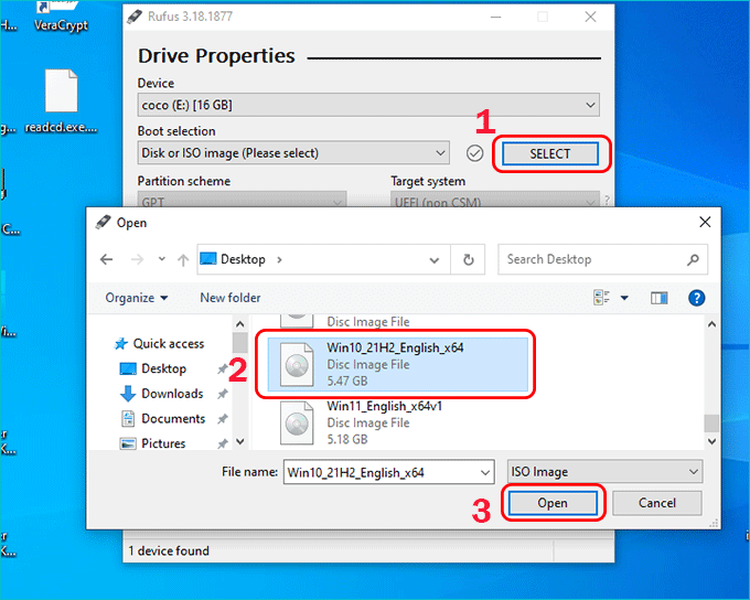 select ISO file to open