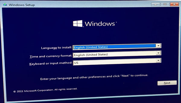 windows 10 installing screen