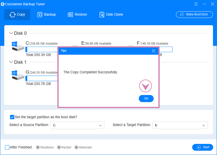 copy process finished