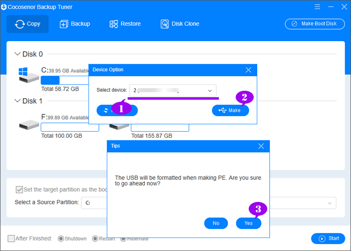 select the removable disk drive