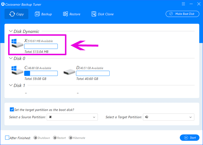 cocosenor backup tuner in winpe