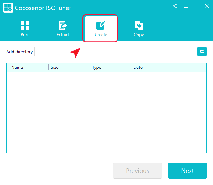 choose the Create option