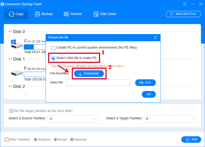 download the wim file online