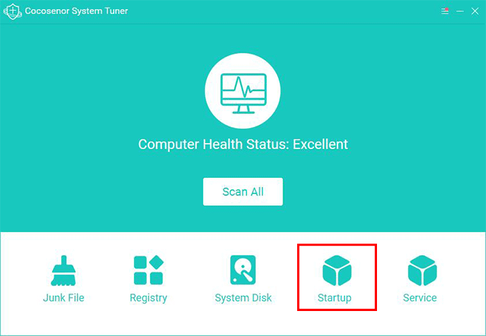 select Startup in System Tuner