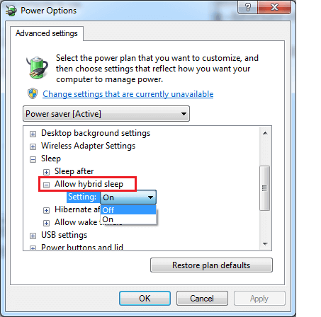 hybrid sleep option