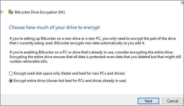 how much drive to encrypt