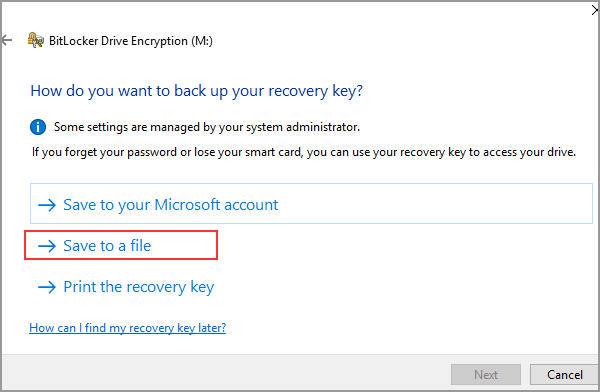 how to back-up recovery key