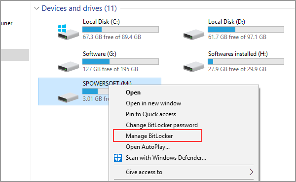 select manage bitlocker