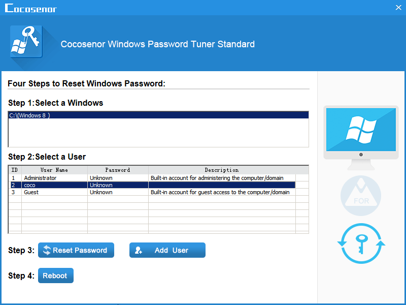 reset windows 8 password on asus tablet