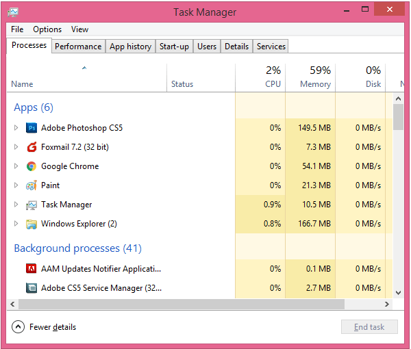 task manager window