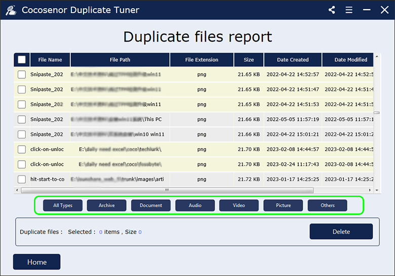 get duplicate files report