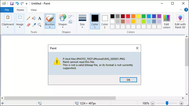 Paint This is not a valid bitmap file