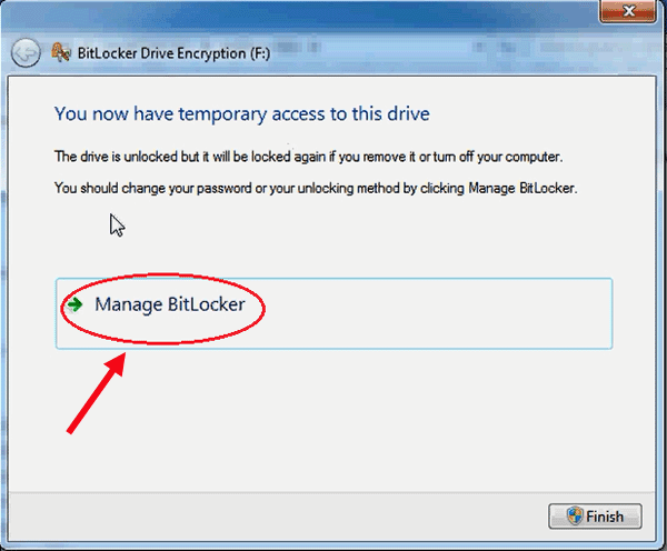 click on manage bitlocker