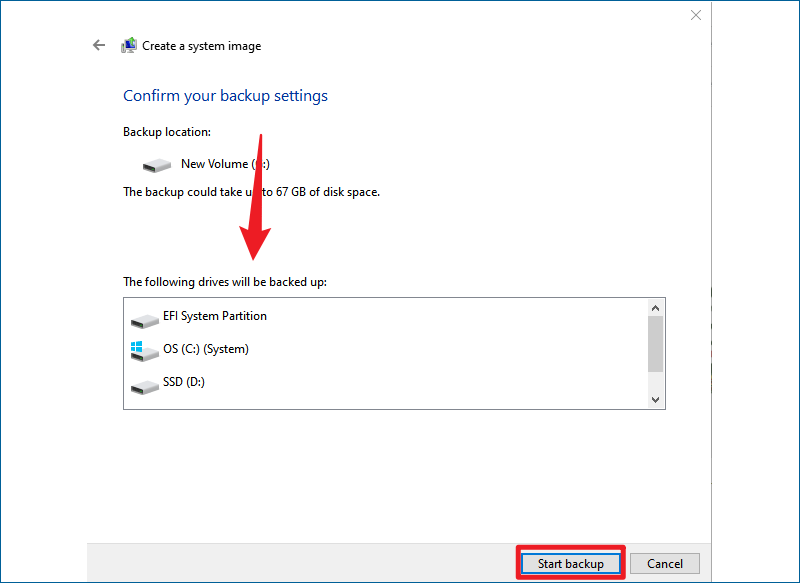 confirm backup settings