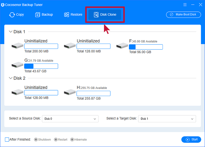 click disk clone