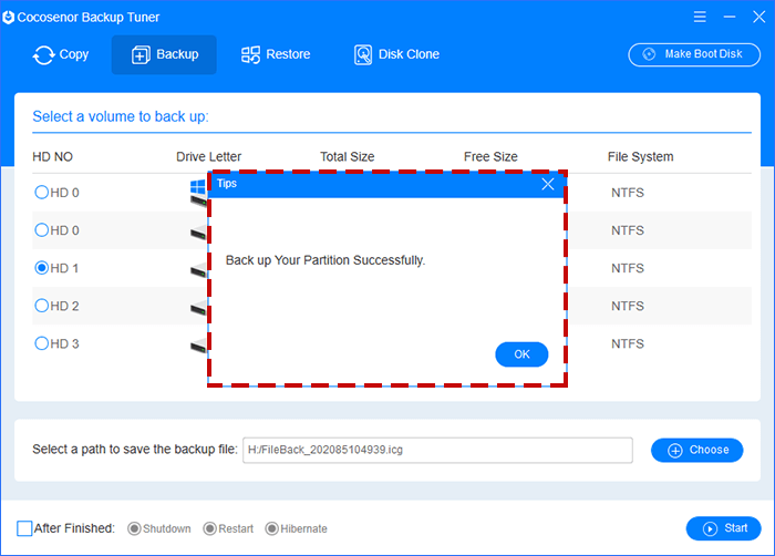 external hard drive backup completes