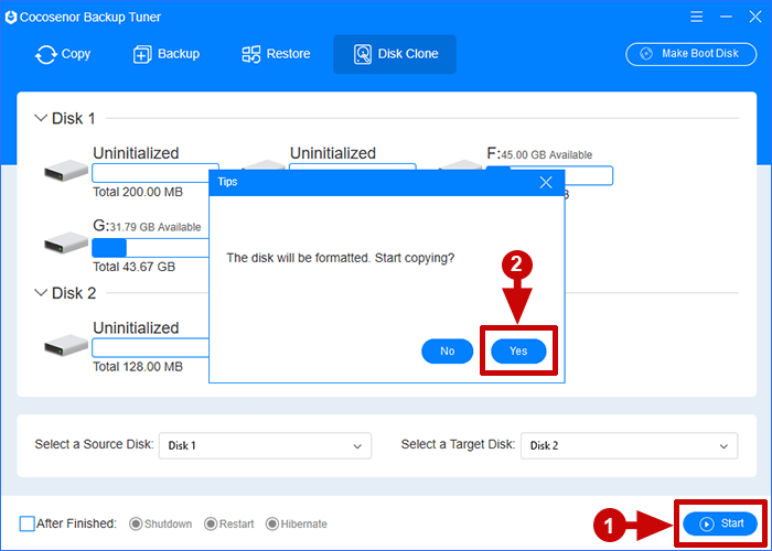 start to clone external hard drive