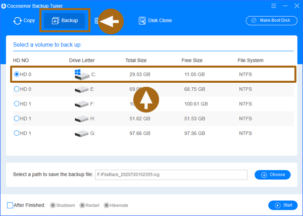 select a disk partition