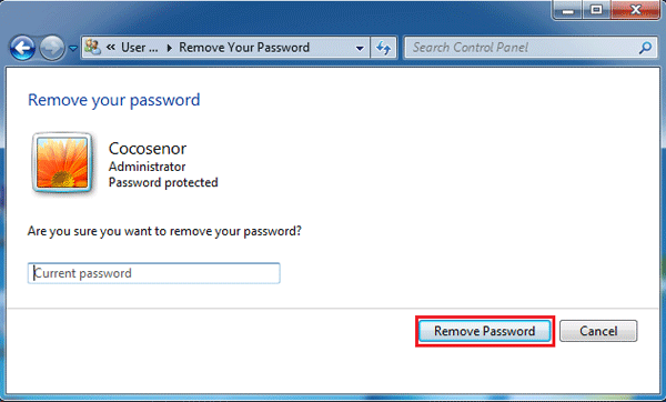 remove password from windows 7