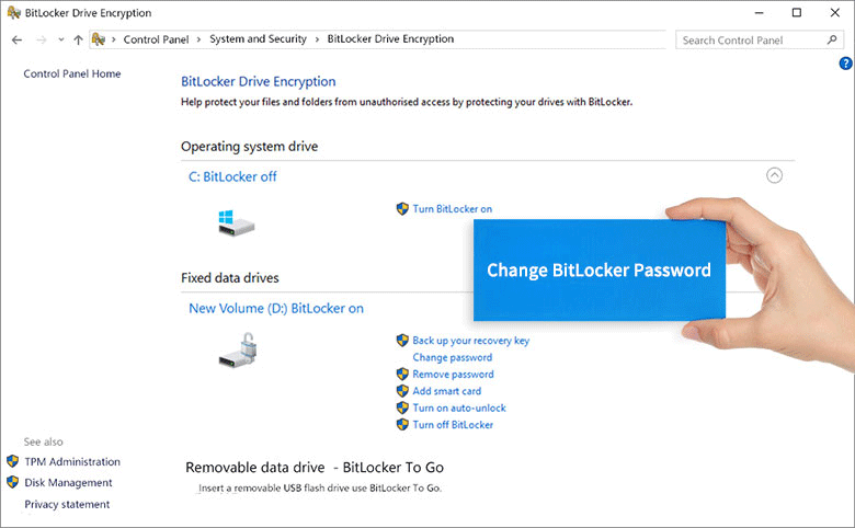change bitlocker password in windows 10