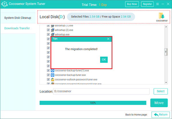 start change location path