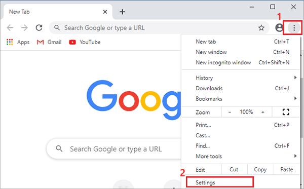 settings in Chrome