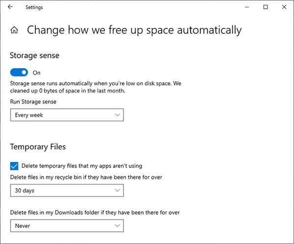 clean c drive with Storage Sense